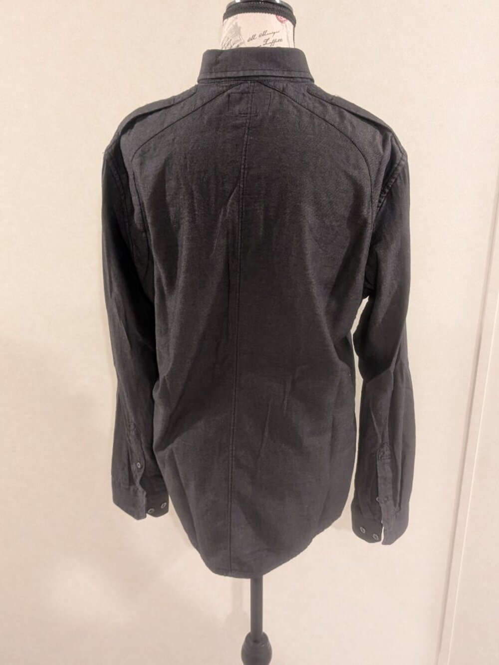 Rock & Republic Black Button Down Shirt Size S 100% Cotton Roll Tab Sleeve - Picture 13 of 13
